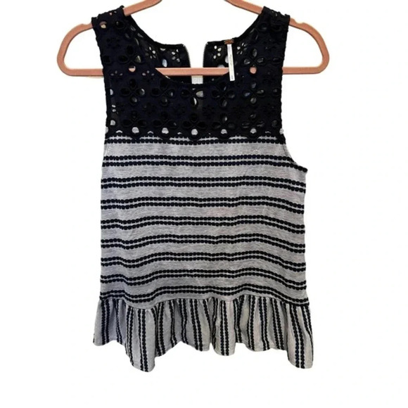 Free People Molly's Retro Eyelet‎ Peplum Tank Top S - Picture 2 of 5